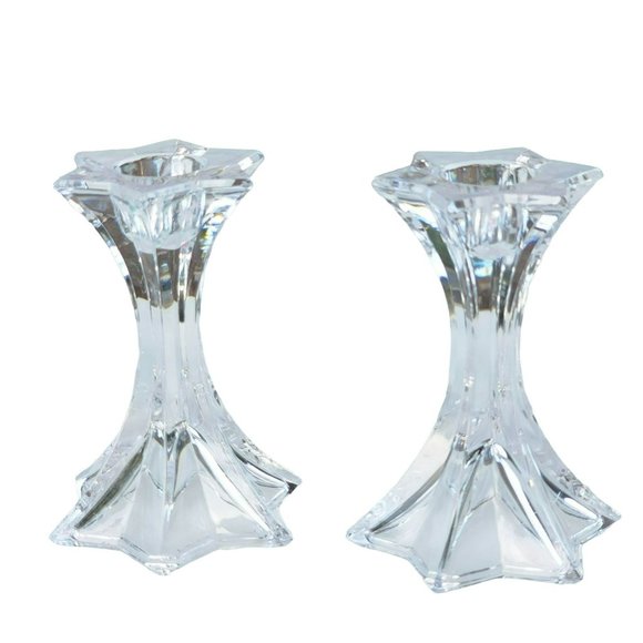 Other - Set Of Two 24% Lead Crystal Star Candle Holders 4in Tall x 3in Width